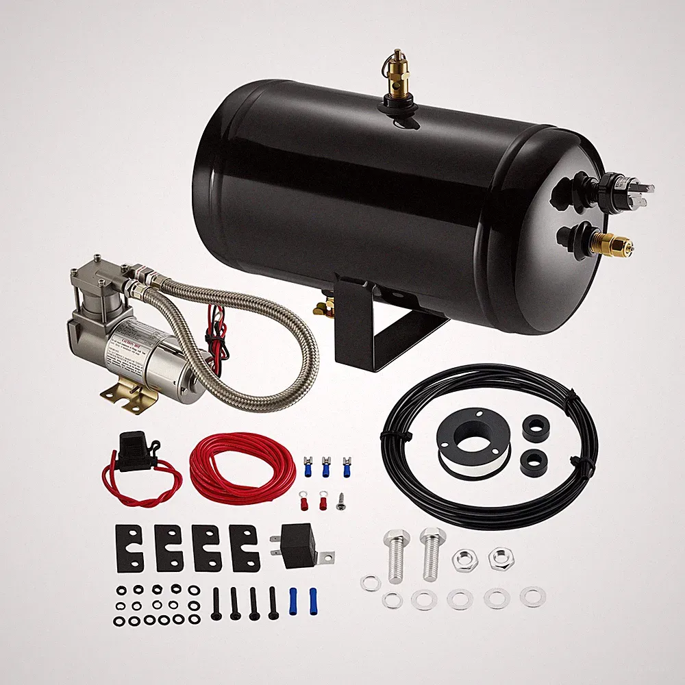 1 Gallon 5 Ports 1/4" NPT Air Tank 12V Compressor Kit for Car Truck Suspension