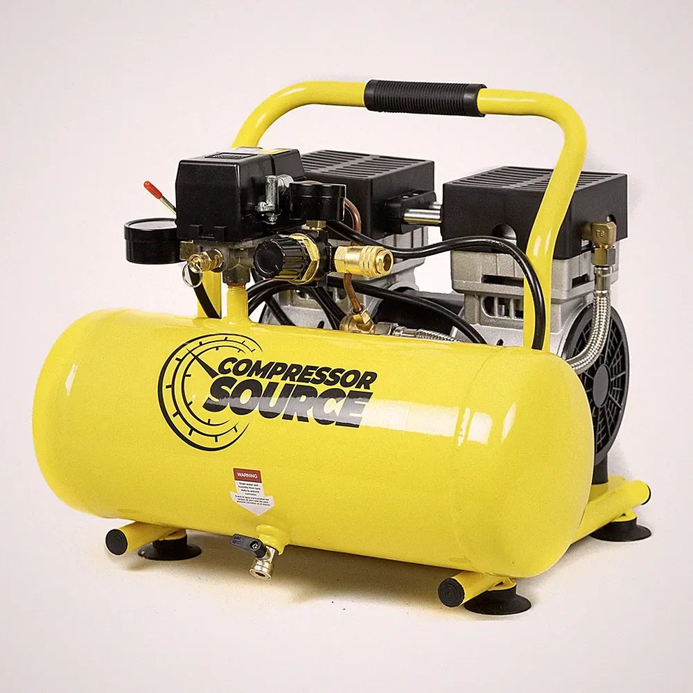 2 Gallon Air Compressor Portable Hand Carry 1 HP Oil Free Ultra Quiet 4.9 CFM