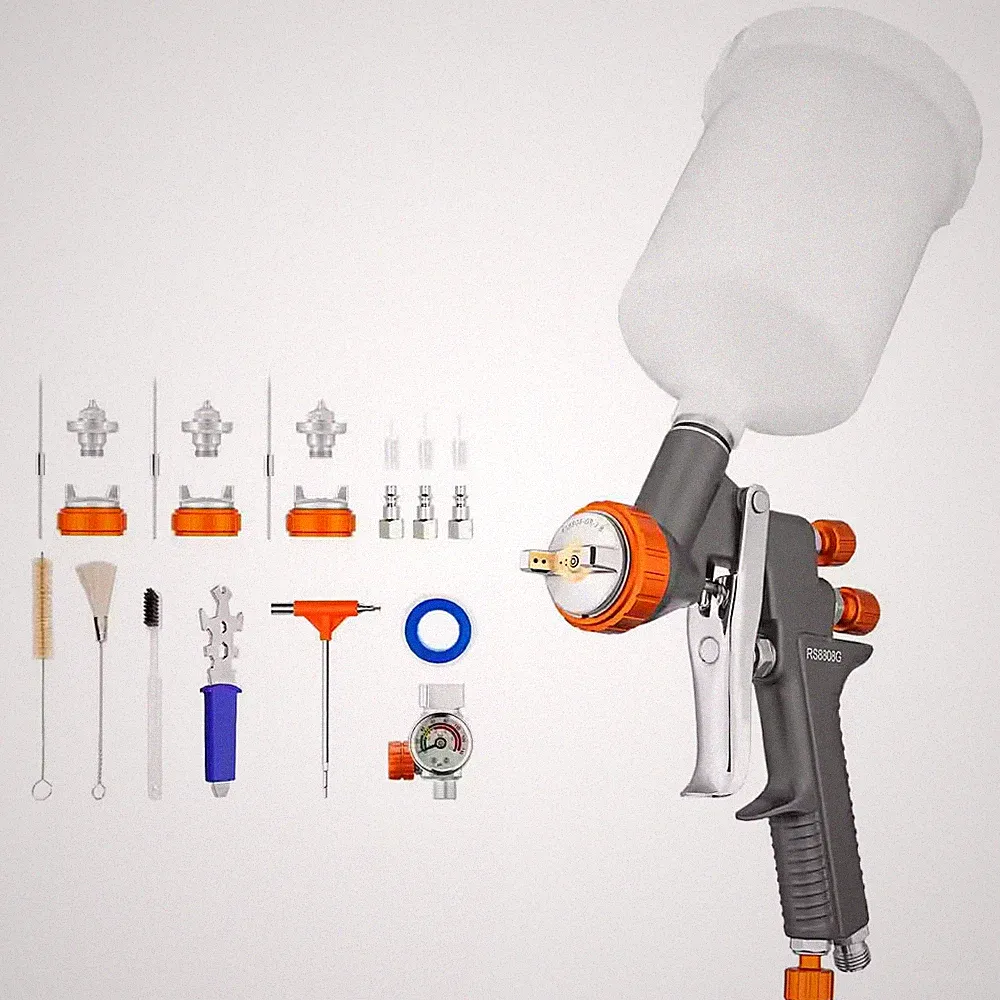 600Cc Gravity Feed Air Compressor Paint Sprayer Professional Automotive Spray Gu