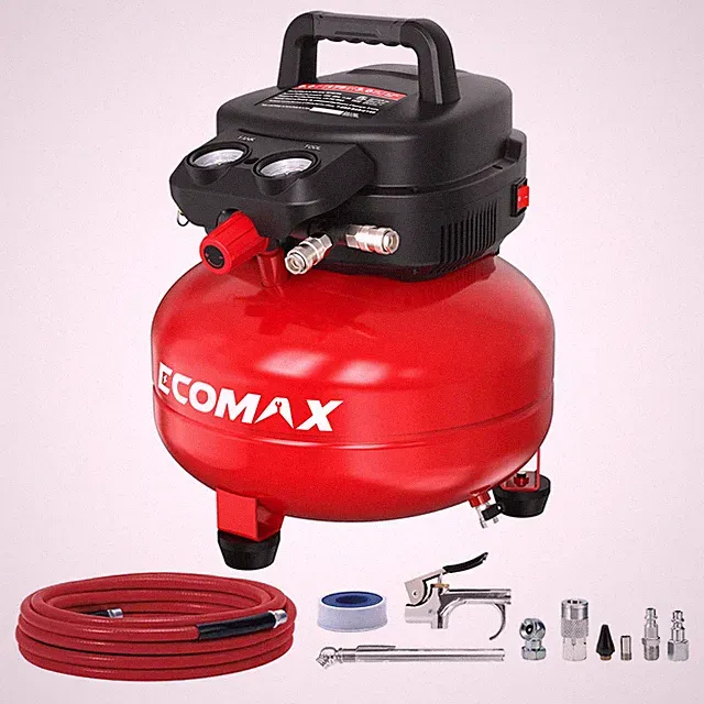 ECOMAX Air Compressor 6 Gallon 175 PSI Pancake Portable Oilfree Tank with 10...