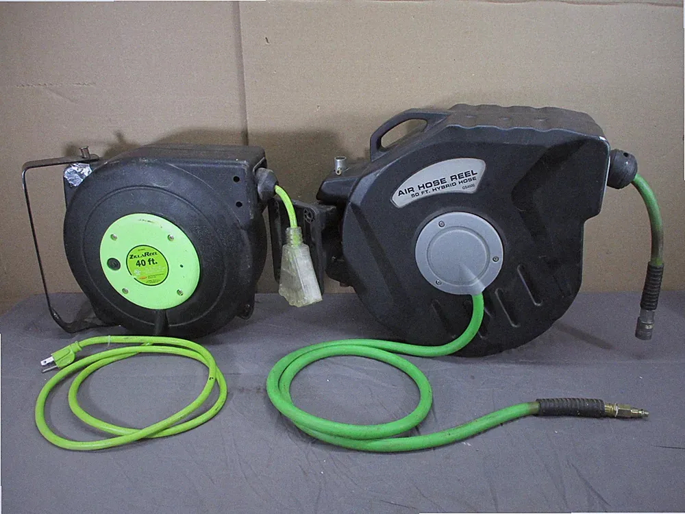Greystone 300 psi Air Hose Reel for Compressor + Zillareel 40ft Power Cable Reel