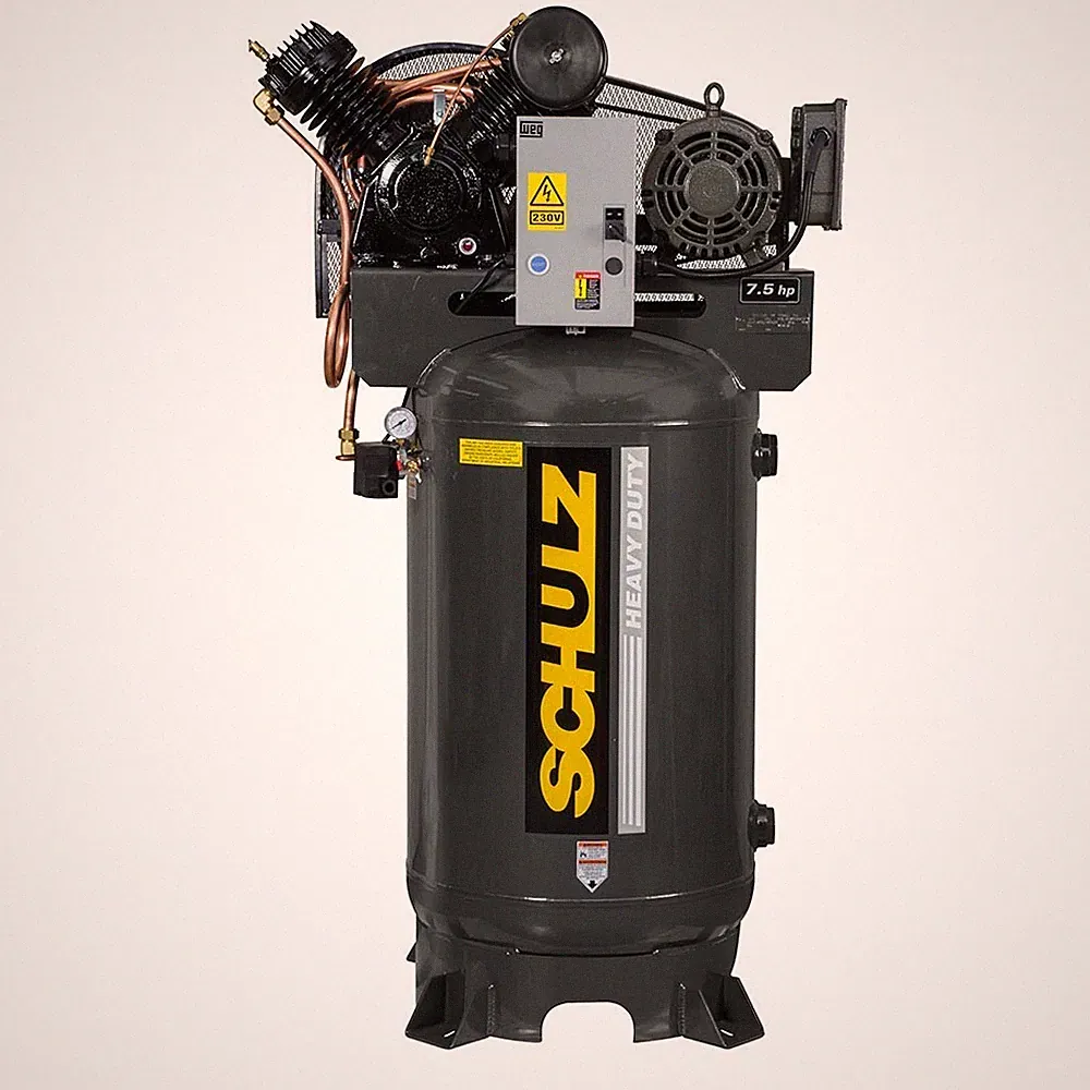 SCHULZ 7.5 HP Stationary Air Compressor, 80 Gallon Vertical, 230V, 3 PH